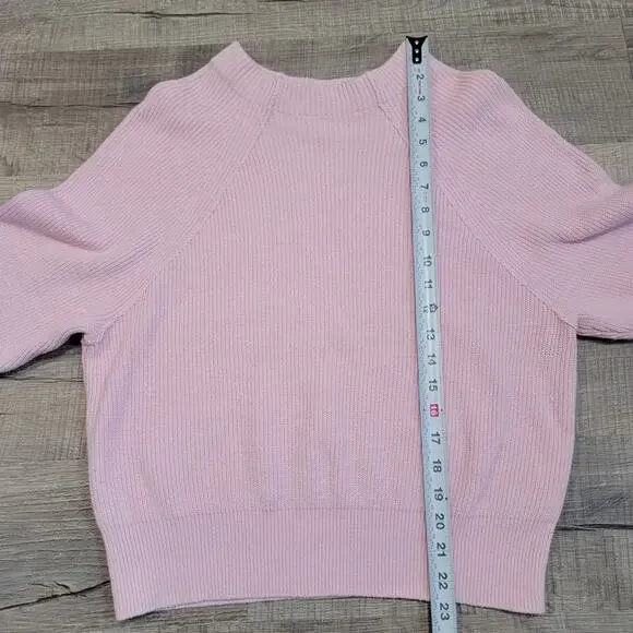Free People Too Good Sweater Mock Neck Baby Pink Ribbed Cotton Size Medium - Picture 8 of 8